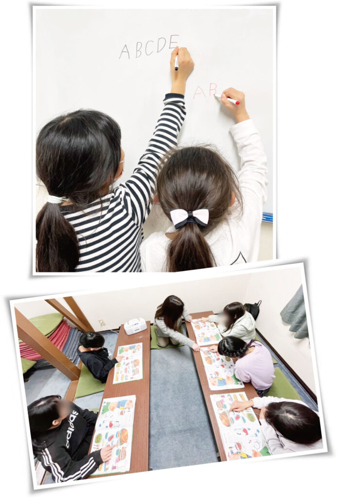 京都市西京区 桂駅すぐの桂教室と京都市伏見区深草の藤森駅すぐの藤森教室、宇治市に教室で、小学生の子供の英語レッスンの写真。